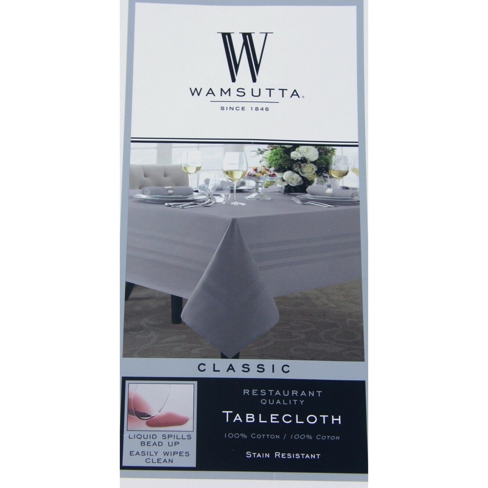 WAMSUTTA Restaurant Quality Classic NEW 90" ROUND TABLECLOTH in Gray NEW